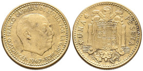 ESTADO ESPAÑOL (1936-1975). 1 Peseta. (AlCu. 3,65g/21mm). 1947 *19-56. Madrid. (Cal-2019-55). MBC+.