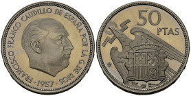 ESTADO ESPAÑOL (1936-1975). 50 pesetas. (NI. 12.39g/30mm). 1957 *72. Madrid. (Cal-2019-141). PROOF.
