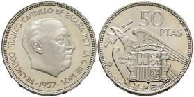 ESTADO ESPAÑOL (1936-1975). 50 Pesetas. (Ni. 12,56g/30mm). 1957 *73. Madrid. (Cal-2019-142). PROOF.