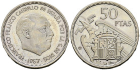 ESTADO ESPAÑOL (1936-1975). 50 Pesetas. (Ni. 12,20g/30mm). 1957 *74. Madrid. (Cal-2019- 143). PROOF.