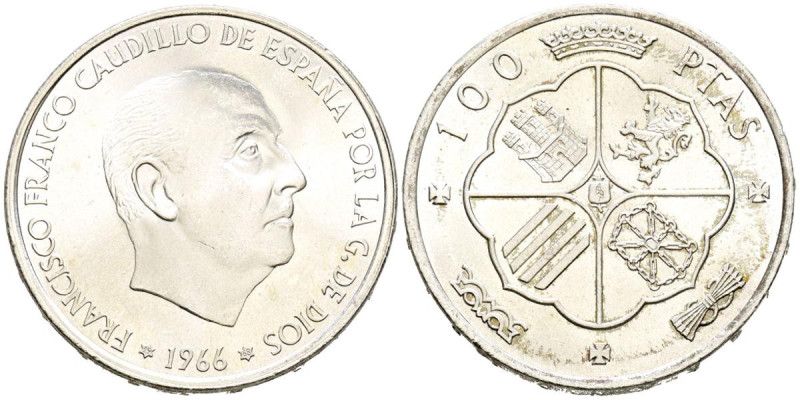 ESTADO ESPAÑOL (1936-1975). 100 Pesetas. (Ar. 19,03g/34mm). 1966 *19-68. Madrid....