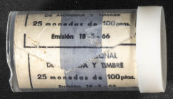 ESTADO ESPAÑOL (1936-1975). Cartucho original de la FNMT de las 100 Pesetas en plata de 1966 *66. Madrid. SC. A EXAMINAR.