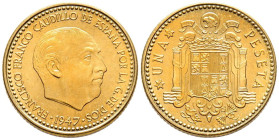 ESTADO ESPAÑOL (1936-1975). 1 Peseta. (Al-Cu. 3,33g/21mm). 1947 *E-51. Madrid. II Exposición Nacional de Numismática. (Cal-2019-151). SC. Escasa.