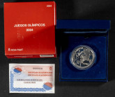 JUAN CARLOS I (1975-2014). 10 Euros (Ar. 27,00g/40mm). Juegos Olímpicos 2004. FNMT PROOF. Incluye estuche original y certificado de autenticidad. Tira...