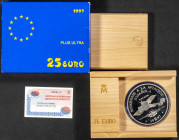 JUAN CARLOS I (1975-2014). 25 Euro. (Ar. 168,75g/73mm). Serie Aviación Española. Plus Ultra. 1997. FNMT. FDC. Presentada en estuche oficial y con cert...
