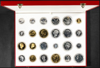 JUAN CARLOS I (1975-2014). Historia de la Peseta. Emisión de las réplicas de 24 Monedas icónicas de la numismática española en plata y plata con baño ...