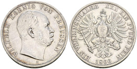 ALEMANIA. 1 Vereinsthaler (Ar. 18,43g/33mm). 1866. Guillermo I. Berlín A. (Km#494). MBC/MBC+.
