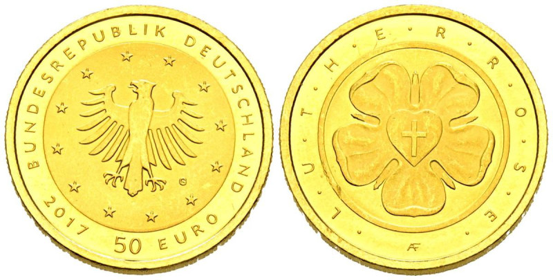 ALEMANIA. 50 Euros (Au. 7,80g/20mm). 2017. Karlsruhe G. (Km#364). Oro de 0,999 m...