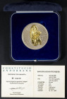 ANDORRA. 50 Diners (Ar-Au. 159.29g/65mm). 1993. Constitución Andorrana. Peso en plata aprox: 155,51g. Peso en oro aprox: 3,60g. Incluye estuche origin...