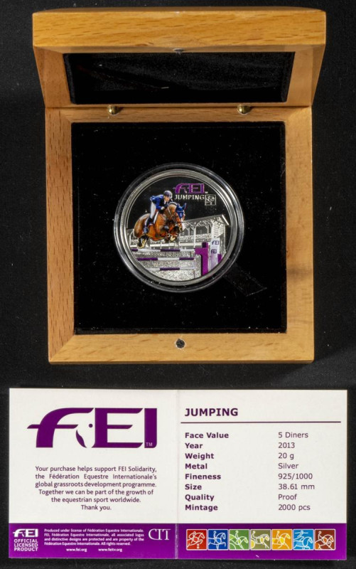 ANDORRA. 5 Diner. (Ar. 20,00g/39mm). 2013. Federación Ecuestre Internacional". P...
