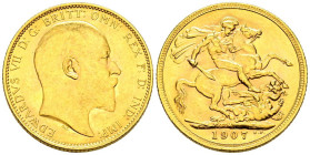 AUSTRALIA. 1 Soberano (Au. 7,98g/22mm). 1907. Eduardo VII. Melbourne M. (Km#15). EBC+.