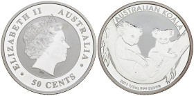 AUSTRALIA. 50 Cents (Ar. 16,09g/36mm). 2011. Dos koalas en un árbol. PROOF.
