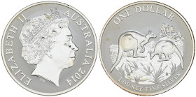AUSTRALIA. 1 Dollar (Ar. 31,84g/40mm). 2014. Pareja de canguros. PROOF.