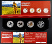 AUSTRALIA. Set oficial y completo de la Serie Australian Lunar Silver Coin. 2018. Año del Perro. El set incluye 4 monedas de plata pura (tipo onza) co...