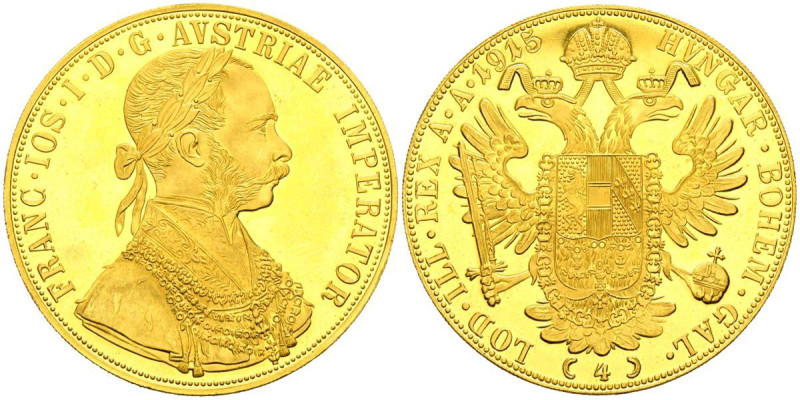 AUSTRIA. 4 Ducados. (Au. 13,98g/39mm). 1915. (Km#2276). Reacuñación oficial. PRO...