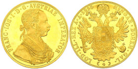 AUSTRIA. 4 Ducados. (Au. 13,98g/39mm). 1915. (Km#2276). Reacuñación oficial. PROOF.