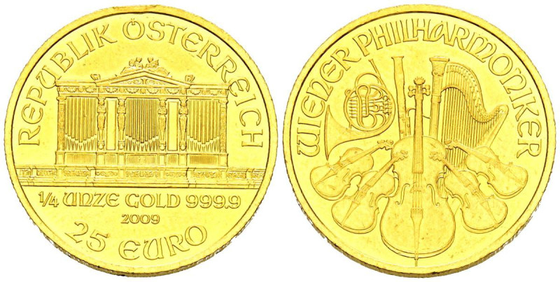 AUSTRIA. 25 Euro (Au. 7,80g/22mm). 2009. Filarmónica de Viena. (Km#3093). Oro de...
