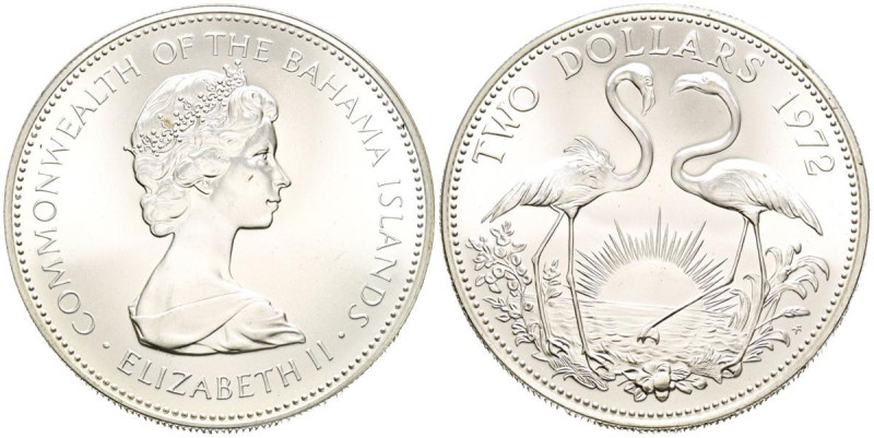 BAHAMAS. 2 Dollars (Ar. 30,80g /40mm). 1972. Isabel II. Franklin Mint. (Km#23). ...