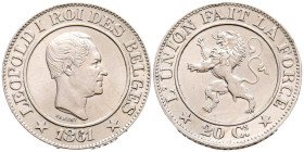 BÉLGICA. 20 Centimes (Cu-Ni. 6,93g/25mm). 1861. Leopoldo I. (Km#20). EBC+.