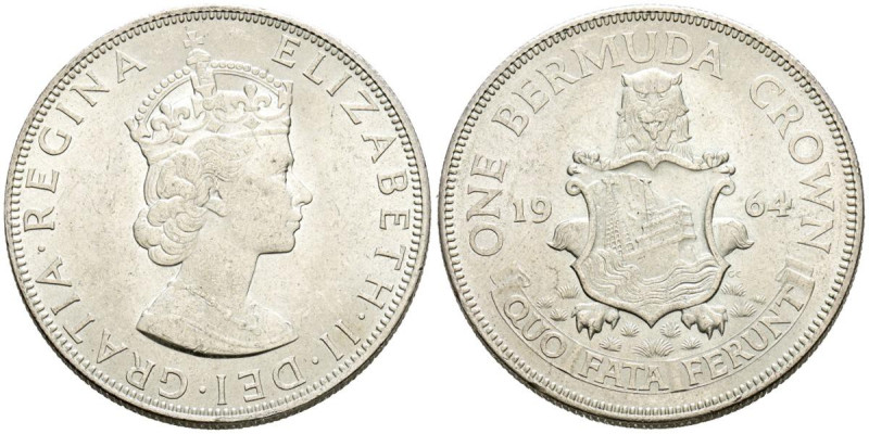 BERMUDAS. 1 Crown. (Ar. 22,55g/36mm). 1964. Isabel II.(Km#14). EBC.