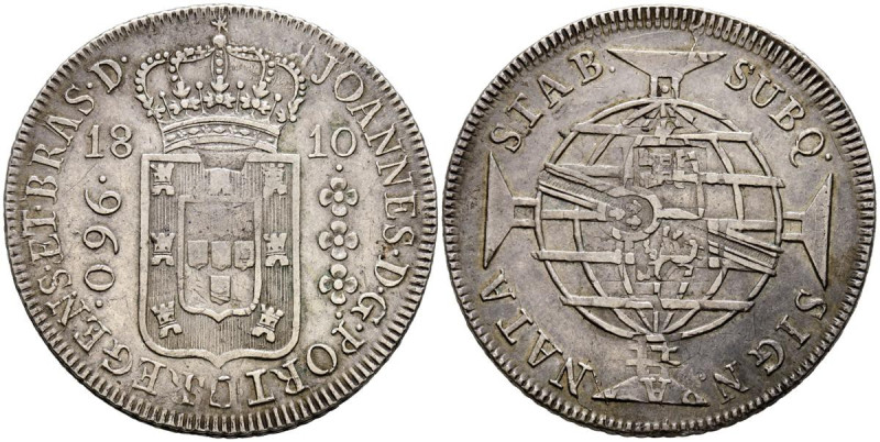 BRASIL. 960 Reis. (Ar.26,72g/42mm). 1810. Río de Janeiro. Joao como Príncipe Reg...