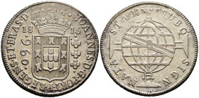 BRASIL. 960 Reis. (Ar. 26,75g/40mm). 1815. Bahía B. (Km#307). MBC+. Bonito ejemplar. Acuñada sobre una moneda de 8 Reales de 1803 de Lima.