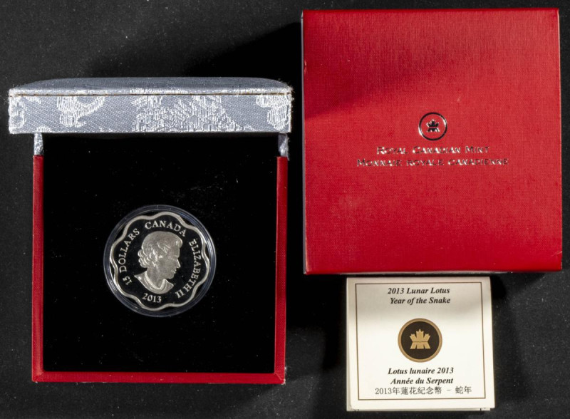 CANADÁ. 15 Dollars (Ar. 26,70g/38mm). 2013. Lunar Lotus. Año de la Serpiente. (K...