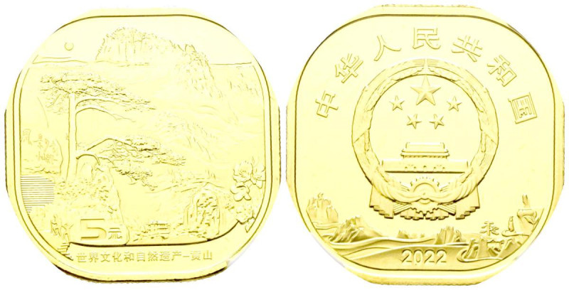 CHINA. 5 Yuan (La. 11,49g/30mm)*. 2022. Patrimonio de la Humanidad de la UNESCO:...