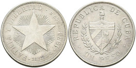CUBA. 1 Peso. (Ar. 26,69/38mm). 1934. (Km#15.2). MBC+.