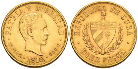 CUBA. 10 Pesos. (Au. 16,72g/27mm). 1916. (Km#20). MBC+.