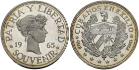 CUBA. 1 Peso Souvenir (Ar. 29,43g/39mm). 1965. Cubanos en exilio. (Km-XM5). Canto liso. PROOF. Ligeras rayitas.