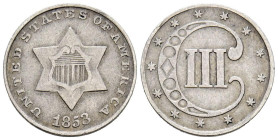 ESTADOS UNIDOS. 3 Cents (Ar. 0,80g/14mm). 1852. Philadelphia. (Km#75). MBC.