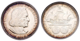 ESTADOS UNIDOS. 50 Cents. (Ar. 12,50g/31mm)*. 1892. Philadelphia. World Columbian Exposition Chicago (Km#117). Encapsulado por NGC MS 64. *Peso y medi...