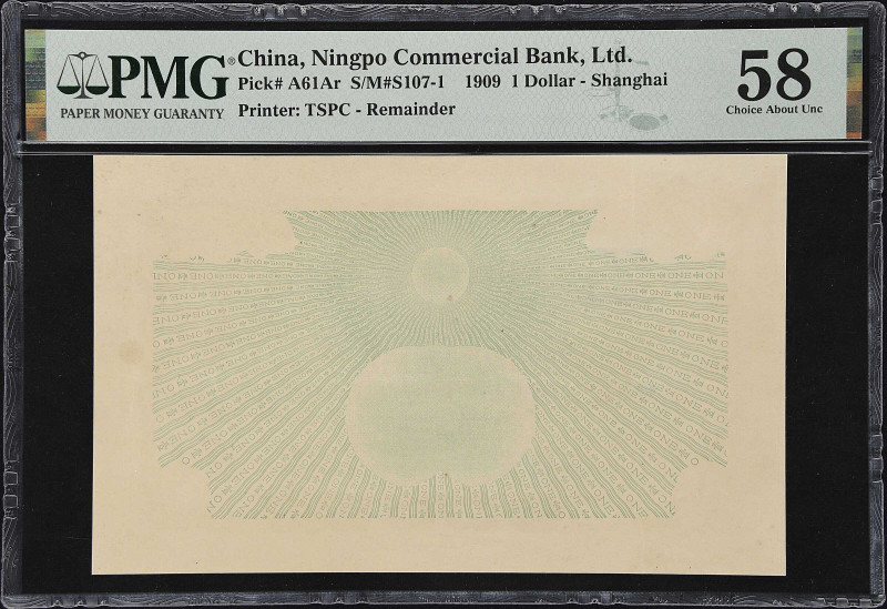 (t) CHINA--EMPIRE. Ningpo Commercial Bank, Ltd.. 1 Dollar, 1909. P-A61Ar. S/M#S1...