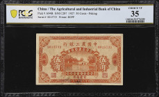 CHINA--REPUBLIC. Agricultural and Industrial Bank of China. 50 Cents, 1927. P-A94B. S/M#C287. PCGS Banknote Choice Very Fine 35.
Peking, serial numbe...