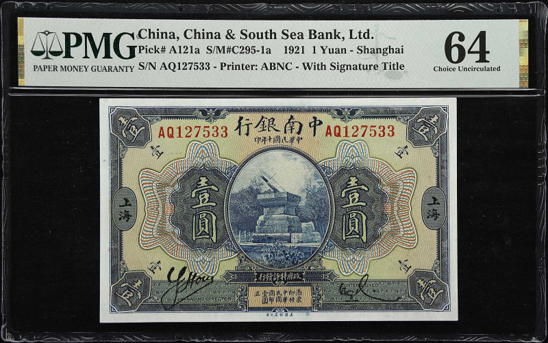 (t) CHINA--REPUBLIC. China and South Sea Bank, Ltd. 1 Yuan, 1921. P-A121a. S/M#C...