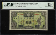 (t) CHINA--REPUBLIC. Commercial Bank of China. 1 Dollar, 1929. P-11b. S/M#C293-60d. PMG Choice Extremely Fine 45 EPQ.
Shanghai over Amoy, serial numb...