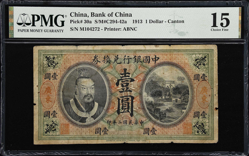 CHINA--REPUBLIC. Bank of China. 1 Dollar, 1913. P-30a. S/M#C294-42a. PMG Choice ...