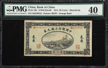 (t) CHINA--REPUBLIC. Bank of China. 20 Cents, 1914. P-36c. S/M#C294-60. PMG Extremely Fine 40.
Manchuria, serial number G0379819. An original and mod...