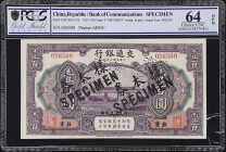 (t) CHINA--REPUBLIC. Bank of Communications. 100 Yuan, 1914. P-120f. Specimen. PCGS GSG Choice Uncirculated 64 OPQ.
Peking. Specimen. Printed by ABNC...
