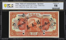 CHINA--REPUBLIC. Lot of (3). Bank of Communications. 5 Yuan, 1927. P-146A, 146Ca & 146D. S/M#C126-202, C126-204, & C126-214. Specimens. PCGS Banknote ...