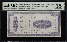 CHINA--REPUBLIC. Bank of Communications. 5000 Yuan, ND (1949). P-165Ds. S/M#C126. Specimen. PMG Choice Very Fine 35.
Circulating Cashier's Cheque. Ve...