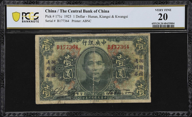 CHINA--REPUBLIC. Central Bank of China. 1 Dollar, 1923. P-171c. PCGS Banknote Ve...