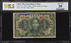 CHINA--REPUBLIC. Central Bank of China. 1 Dollar, 1923. P-171c. PCGS Banknote Very Fine 20.
Hunan, Kiangsi and Kwangsi, serial number B177364. Green ...