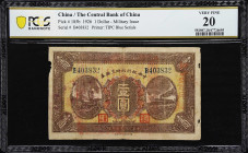 CHINA--REPUBLIC. The Central Bank of China. 1 & 5 Dollars, 1926. P-185b & 186b. PCGS Banknote Choice Fine 15 to Very Fine 20.
A duo of early military...