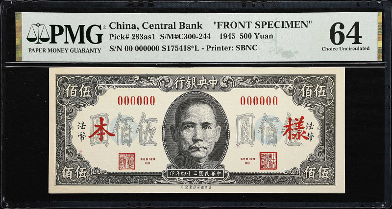 CHINA--REPUBLIC. Lot of (2). Central Bank of China. 500 Yuan, ND (1945). P-283as...
