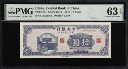 CHINA--REPUBLIC. Central Bank of China. 10 Yuan, 1945. P-377. S/M#C303-3. PMG Choice Uncirculated 63 EPQ.
Issued for the Nine Northeastern Provinces,...