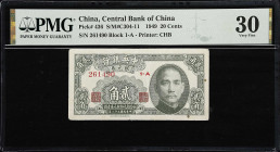 (t) CHINA--REPUBLIC. Lot of (3). Central Bank of China. 20 Cents, 1949. P-436. S/M#C304-11. PMG Very Fine 30 & About Uncirculated 50.
Serial numbers ...