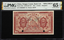 (t) CHINA--REPUBLIC. Ningpo Commercial Bank Limited. 1 Dollar, 1921. P-545s. S/M#S107-20. Specimen. PMG Gem Uncirculated 65 EPQ.
Shanghai, serial num...