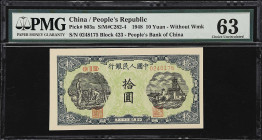 (t) CHINA--PEOPLE'S REPUBLIC. Peoples Bank of China. 10 Yuan, 1948. P-803a. S/M#C282-4. PMG Choice Uncirculated 63.
Serial number 0248175. Without Wa...
